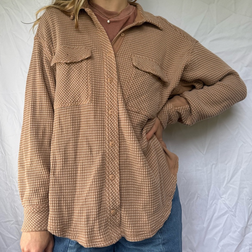 Aerie Waffle buttondown shirt size S